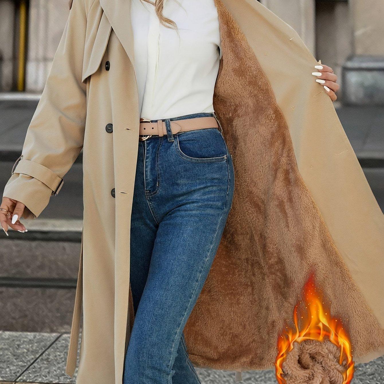 TEMU Rompevientos grande para mujer con forro de bolsillo, 3167, para otoño/invierno