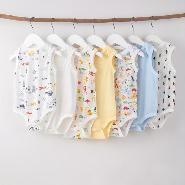 TEMU 5pcs Of Random Colors Summer Baby Boy 100% Triangle Romper Soft, Comfortable, Light And Breathable Baby Clothes, For Outdoor