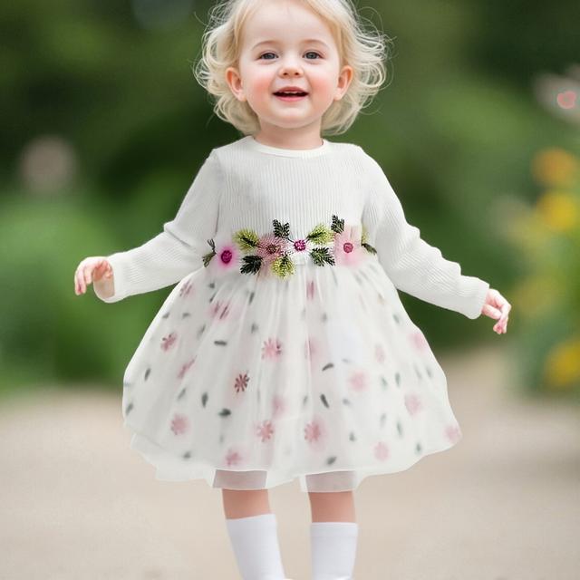 TEMU Children Eden 0-3 Years Old Baby Girl Fresh Painting Thin Spring And Summer Long-sleeved Dress