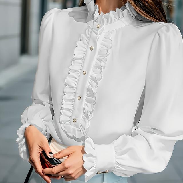 TEMU Camisa Elegante con Volantes para Tallas Grandes