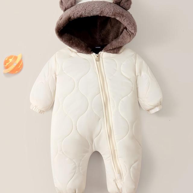 TEMU Mono Grueso de Invierno y Otoño con Forro Polar y Diseño de Orejas Adorables, Ideal para Halloween, y Acción de Gracias. Moda de Color Sólido para el Frío y Actividades al Aire Libre.