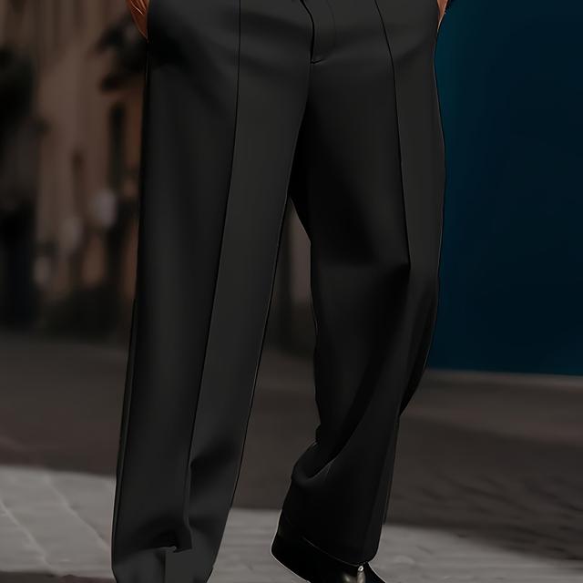 TEMU Loose-fit White Trousers - Versatile Polyester With Pockets, Comfortable , Casual Trousers|classic Trousers|polyester