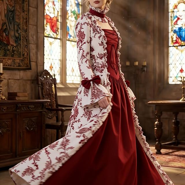 TEMU Costume For A Retro Performance At A Medieval European Court Makeup Ball Party In Stock