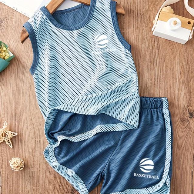 TEMU Ensemble d'Été Pièces pour Garçons, T-Shirt Manches et Short, Tenue de à Séchage Rapide, Léger et Respirant, Parfait pour l'Extérieur