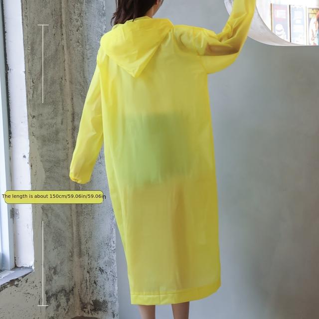 TEMU 1pc Durable Yellow Eva Raincoat For Adults - Thick, High Quality & Lightweight With Hood For Everyday Use, Fishing, Hiking, And Travel, Outdoor Gear | Hooded Rainwear | Nonelastic Fabric