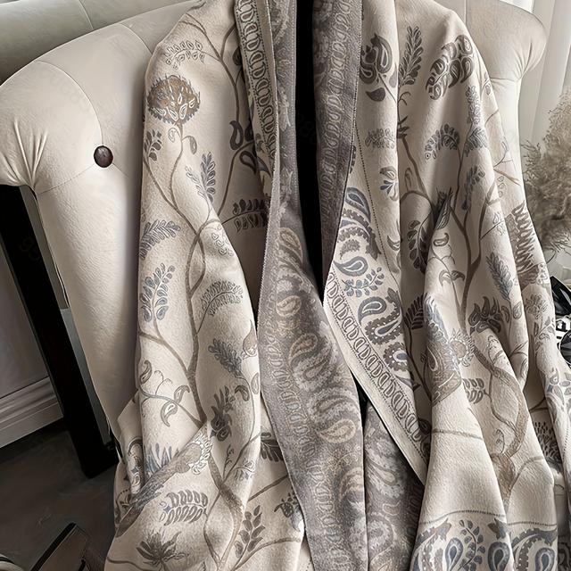 TEMU Talla grande, cárdigan abrigo tipo capa con chal de flecos y estampado vintage de para otoño/invierno