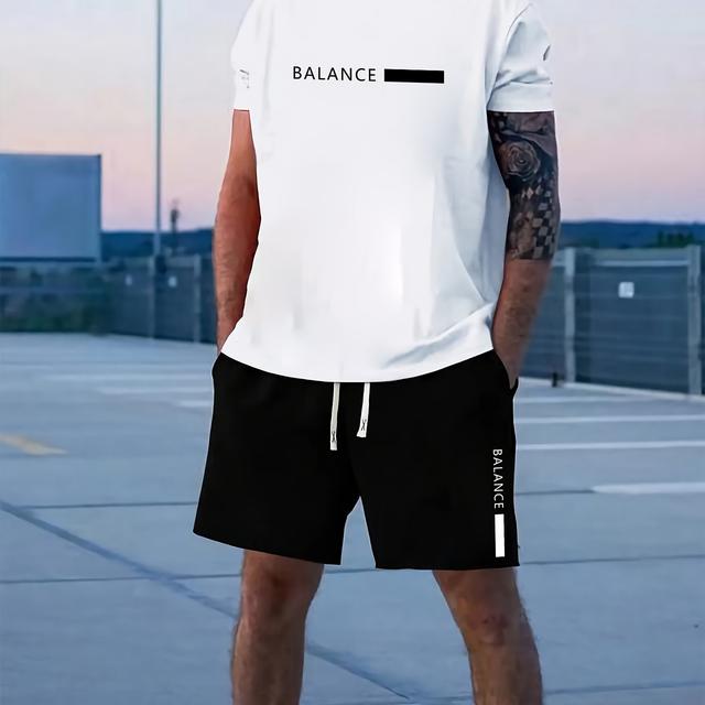 TEMU Sommer Herren Casual Sportswear Set, Kurzarm T-Shirt Shorts, Jugendlicher Trendiger Zweiteiler