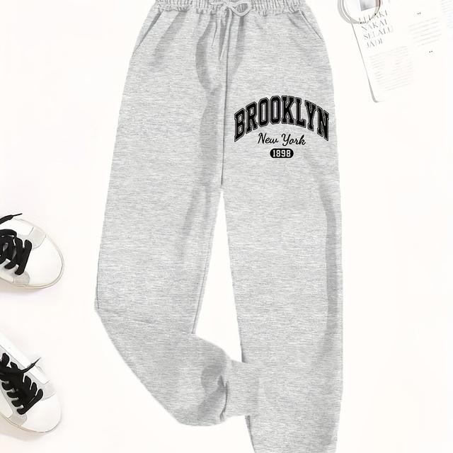 TEMU Women's Breathable Casual Joggers - Comfy Polyester Sweatpants With Unique Print, Machine Washable, Ladies Jogging Suits, Summer & Autumn, Fashion