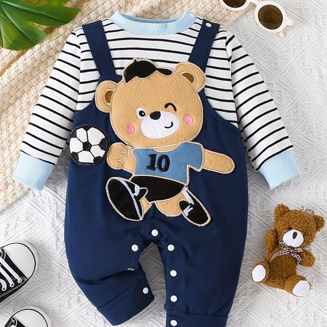 TEMU Body dla noworodka First & Miś - Pajacyk, Miękki, Prany w Pralce, Codzienny Strój na Baby Shower i Codzienne Noszenie, Idealny na Zewnątrz