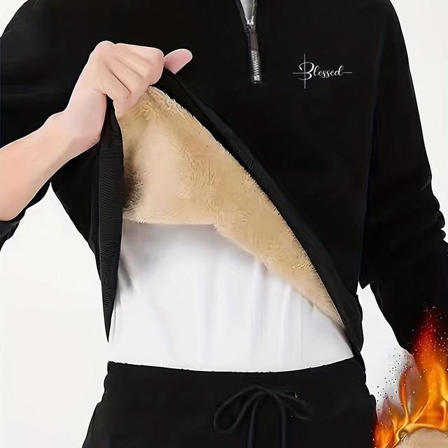 TEMU 가을/겨울 신상 남성 스탠드 칼라 반지퍼 긴팔 스웨트셔츠, 다용도 탑, 패션 브랜드 플리스 안감, 블랙 캐주얼 아우터웨어