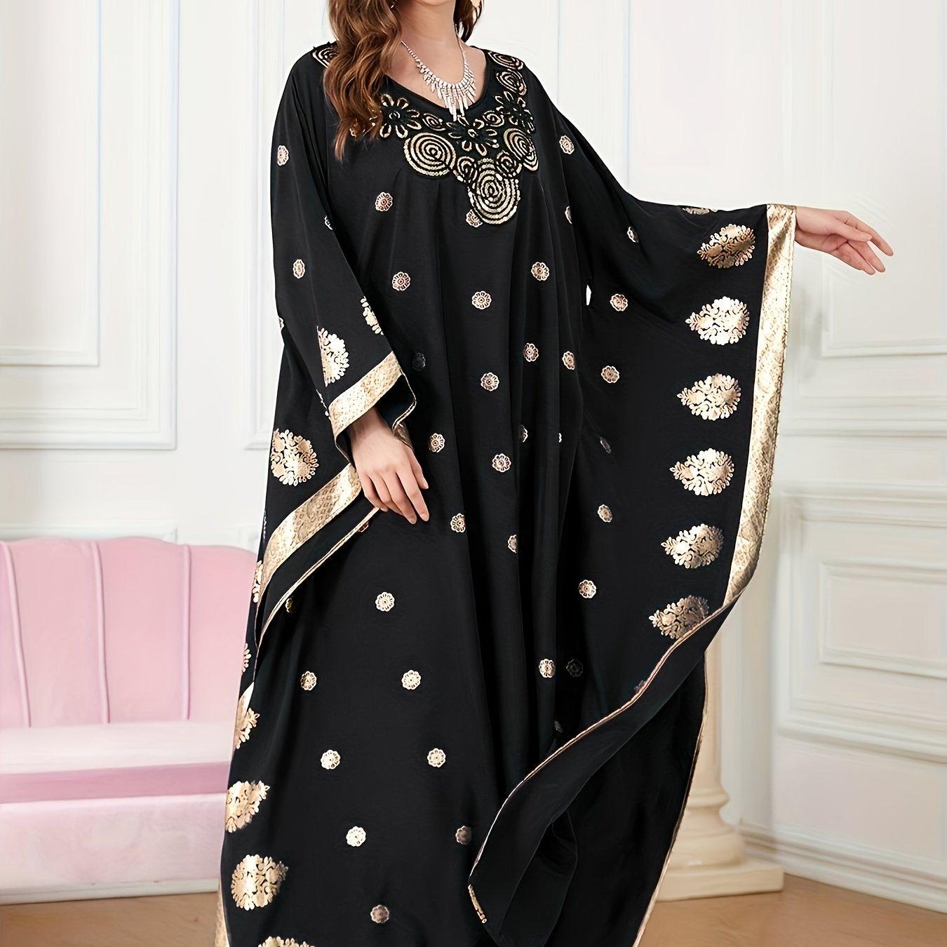 TEMU Robe Élégante pour Femmes à Imprimé Feuille Style Moyen- 8126
