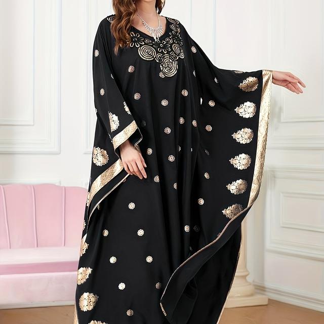 TEMU Robe Élégante pour Femmes à Imprimé Feuille Style Moyen- 8126