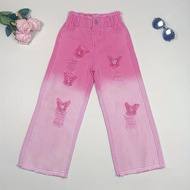 TEMU Mädchen Weitbeinige Hosen, Frühling/Herbst Mode Vielseitig Stilvolle Gerade Weitbeinige Hosen, 1 Paar, Tie-Dye Zufällig, für Draußen