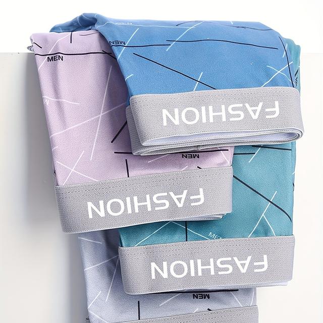 TEMU 4 peças de roupa interior masculina que são suaves, confortáveis e respiráveis, boxers para homens com um design estiloso e letras.