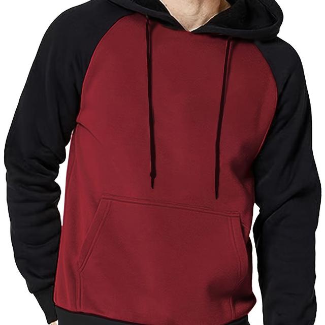 TEMU Men's Hoodie With A Color Insert, A Casual Pullover Sweatshirt Featuring A Kangaroo Pocket In A Stylish Design