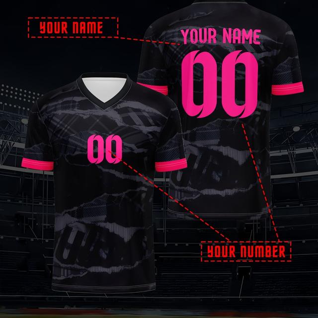 TEMU V-neck 2024 Customize Your Own Jersey, Men's Sports Team Club Training V-neck Football Shirt With Front And Back Printed Name And Number, Daily Casual Party Comfortable