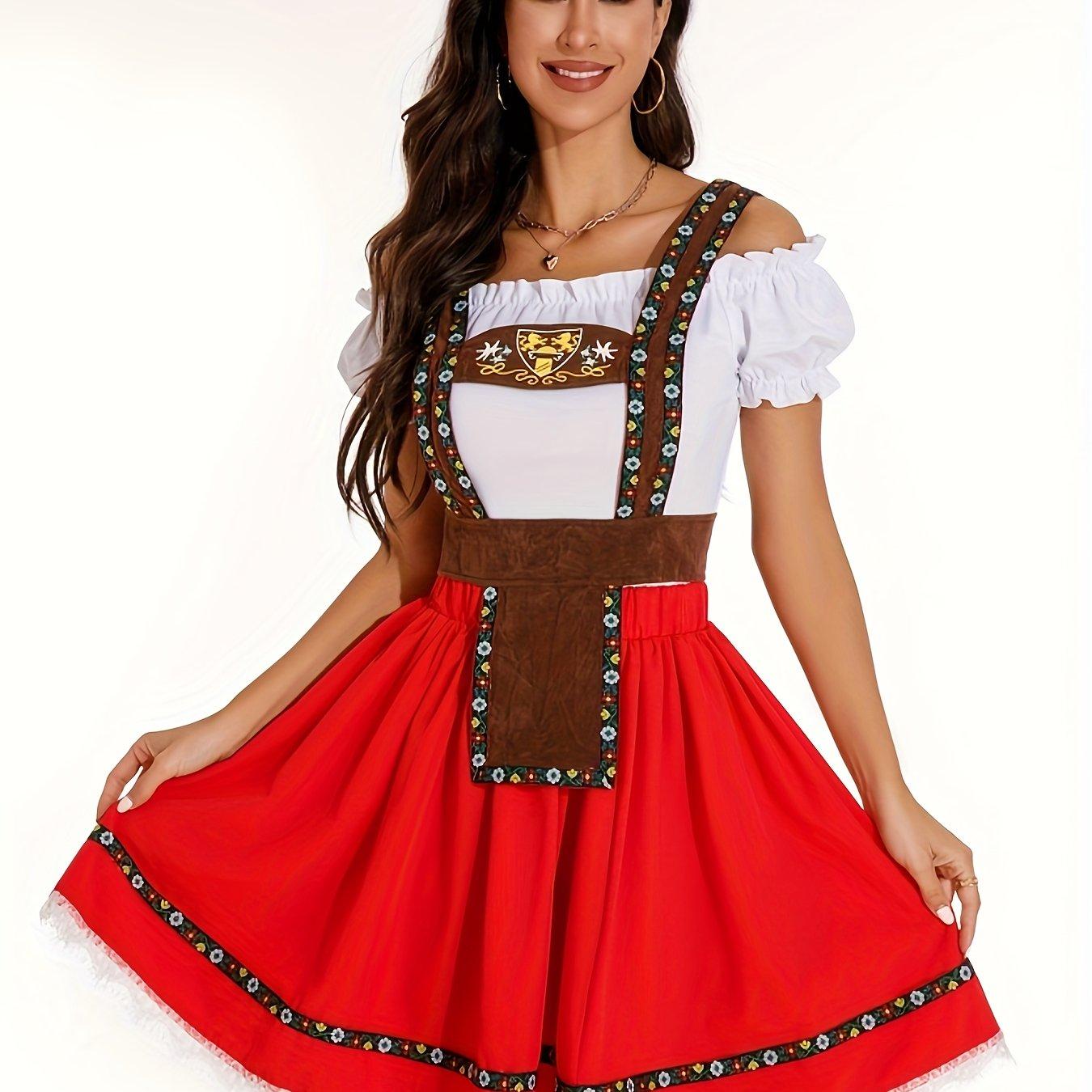 TEMU Disfraces de Oktoberfest Vestidos Dirndl para Mujer Vestidos Alemanes para el Festival de Oktoberfest Disfraz Carnaval de Cerveza