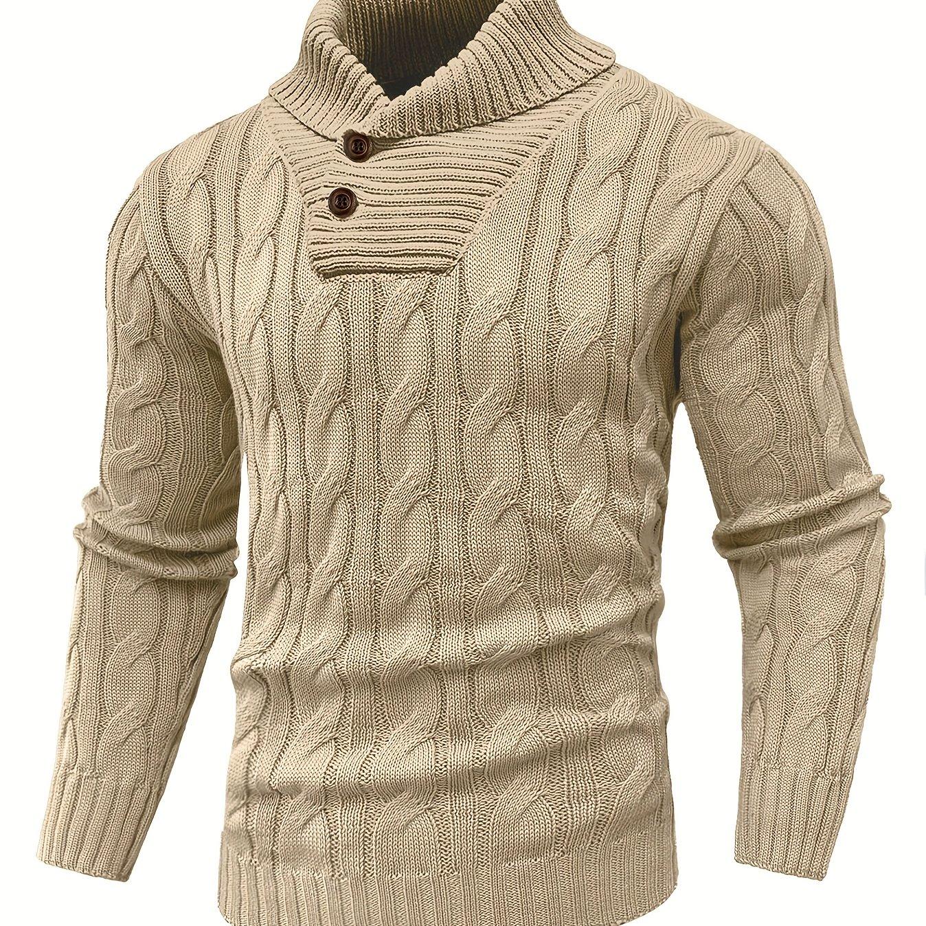 TEMU Men's Mature Business Sweater - New Autumn/winter Lapel Ribbed Knitwear, Fashionable Solid Color Pullover, Suitable For Layering And Wearing Over Clothes