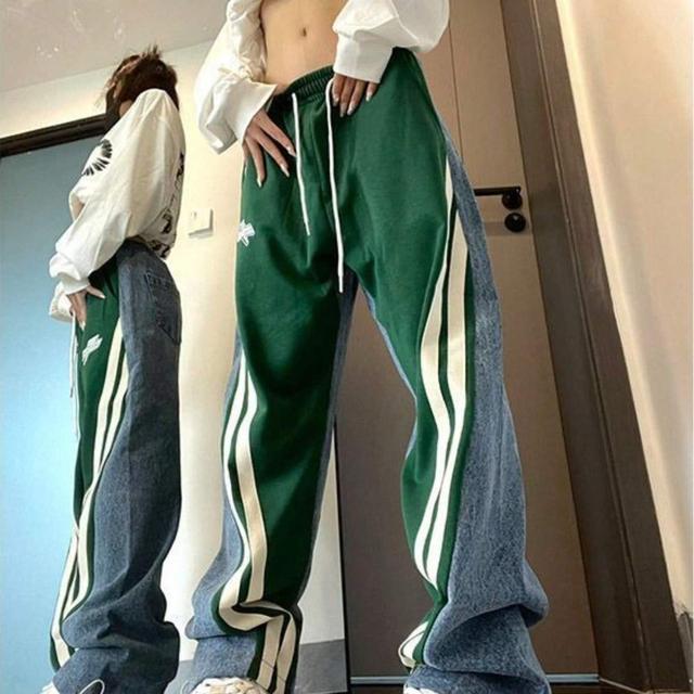 TEMU 【大きいサイズ】大きいサイズ【大きいサイズ】大きいサイズの女性用 イミテーションジーンズ - より太い体型向け - カジュアル＆ル ルーズフィット ストリートスタイル パンツ、厚手生地でオール対応