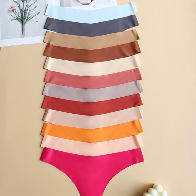 TEMU 12 Stuks Naadloze Strings, Sexy Lage Taille Slipjes, Dameslingerie En Ondergoed