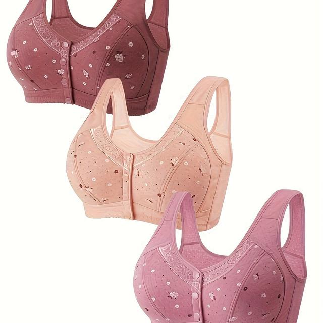 TEMU 3 Stücke Offene Frontschnalle Umstandsmode Unterwäsche Kein Stahlring Weste Für , Stillende Frauen BH