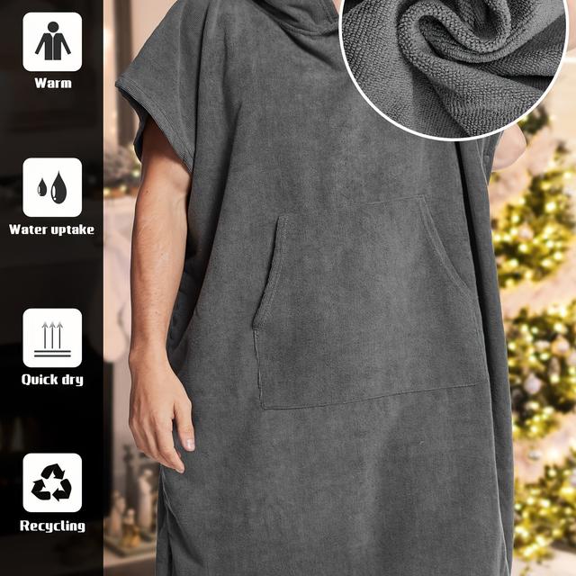 TEMU Men's Quick Drying Towel Robe Hoodie For Home Clothing Wear Night-robe Sets After Bath