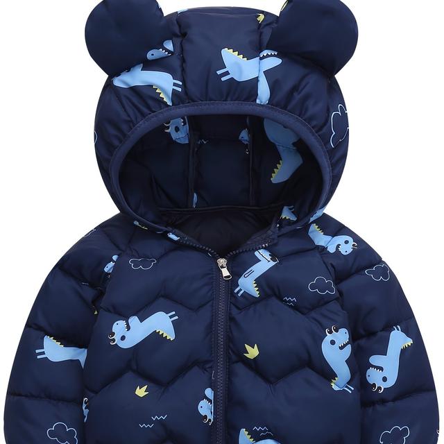 TEMU New Children's Padded Coat For Boys And Girls, Toddlers, And Babies, Warm Padded Coat, Autumn/winter Cartoon Dinosaur Padded Jacket Outerwear