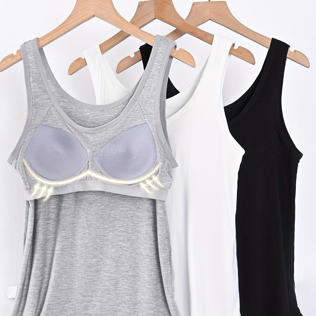 TEMU Conjunto de 3 Peças de Esportivas Femininas com Alças Largas e Almofadas Internas, Sem Necessidade de Sutiã, e Estilosas, Ser Usado como Roupa Íntima ou Externa