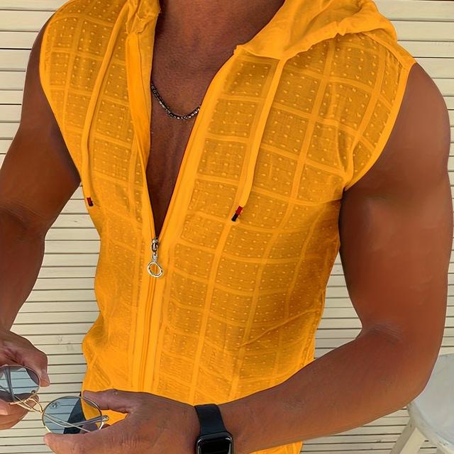 TEMU Neue Sommerkollektion stylischer Herren Kurzarm Kapuzen-Cardigans mit Reißverschluss und ärmellose T-Shirts aus