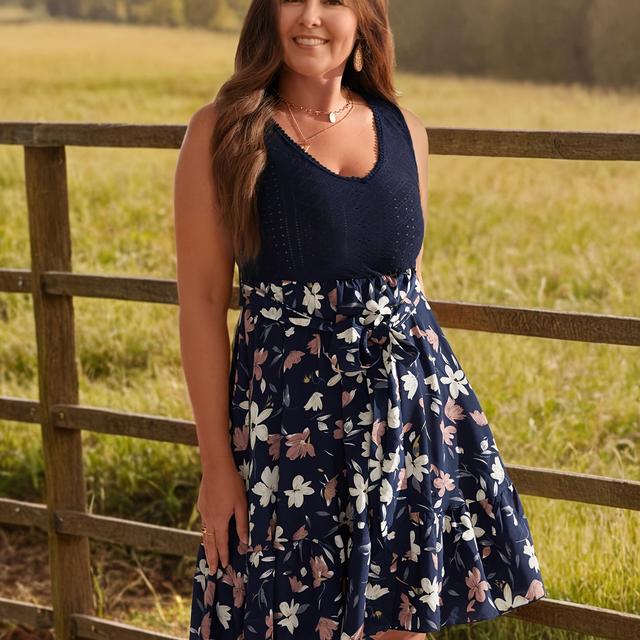 TEMU Plus Size, Plus Size V-Ausschnitt Spliced Kleid