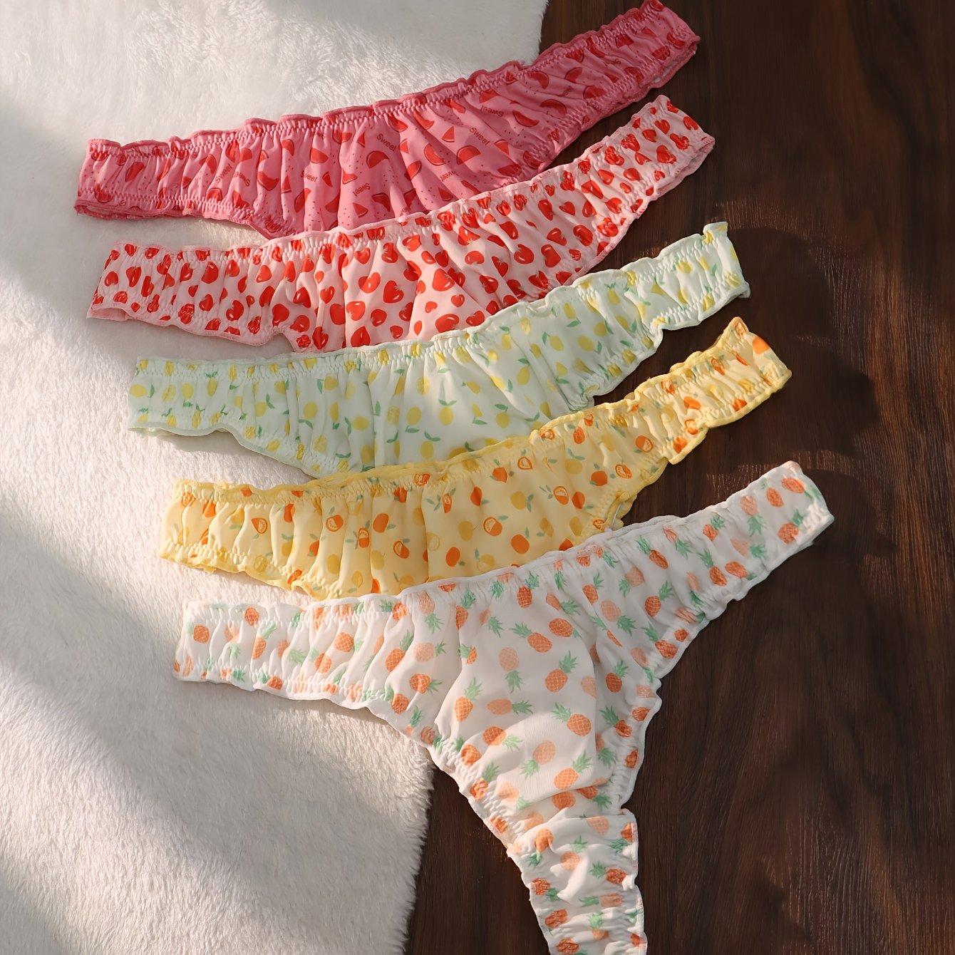 TEMU 5pcs Comfortable Low Waist Soft Sexy Women's Thong Underwear For Summer