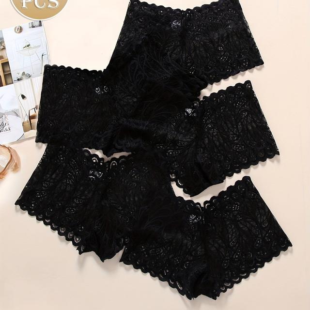 TEMU 5 Stücke Solide Farbe Sexy Spitzen Boxershorts