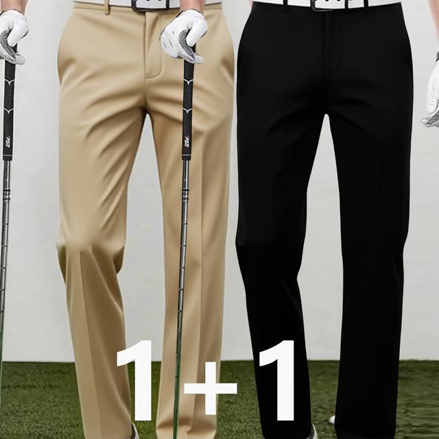 TEMU 남성용 골프 팬츠 - 사계절 스트레치 드레스 캐주얼 바지, 네이비 블루 & 블랙, 레귤러 핏, 웨딩, 오피스, 골프에 적합 - 내구성 있는 직물, 다재다능한 스타일, 우아함 강조