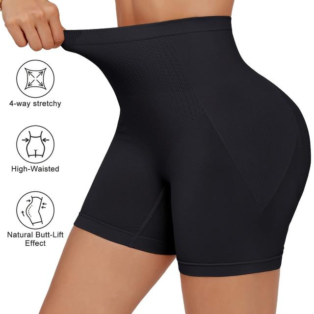 TEMU Autumn And Winter High-waisted Tummy Control Ribbed Seamless Breathable Lifting Women's Boxer Brief