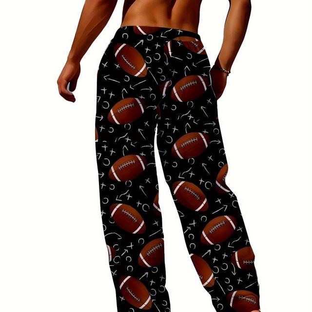 TEMU 3d Football Print Men's Long Pants, Loose Casual Pants, Lounge Pants,