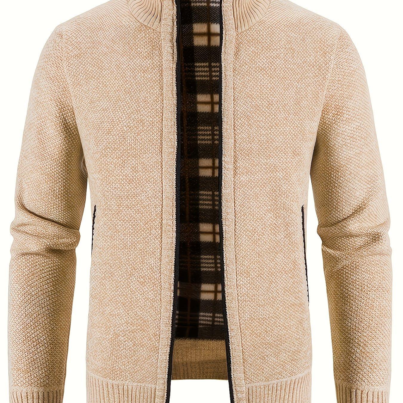 TEMU 8-color, Autumn/winter Thickened Stand Collar Knit Sweater Jacket, Men's High Neck Warm Zipper Sweater Outerwear