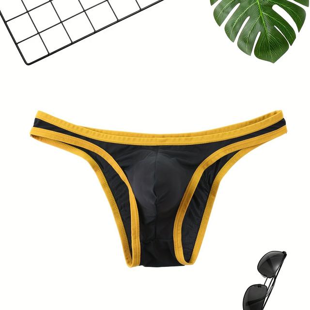 TEMU Men's Ice -shaped Briefs - Ultra-thin Breathable Underwear With Mid-stretch Fabric, Semi- & Solid For Casual Attire, Summer Underwear | Stylish Underwear | Breathable Material