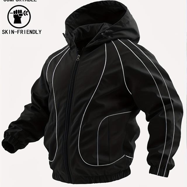 TEMU Nueva Chaqueta Deportiva Casual con Capucha para Hombre, Moda Otoño Invierno, Abrigo Versátil y Holgado con Diseño de Cordón en Todo el Cuerpo JK5689