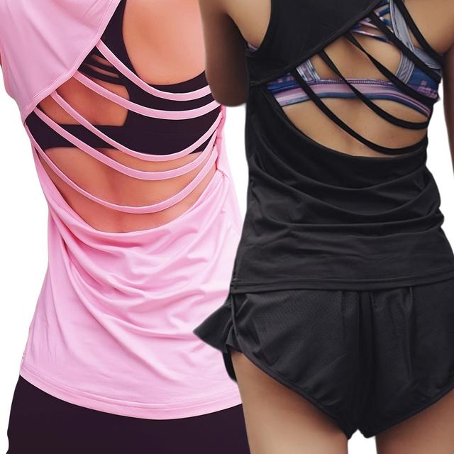 TEMU 2 peças Camisola de alças 5 para Fit, Decote , Yoga, Fitness, Desporto, Sem , Vestido de Secagem Rápida, Roupa Exterior