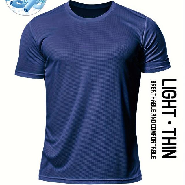 TEMU Middle East Men's Quick-dry Breathable Sports T-shirt For Fitness, Running, Fashion, Casual Wear, Short Sleeve, Ultra-lightweight, Moisture-wicking