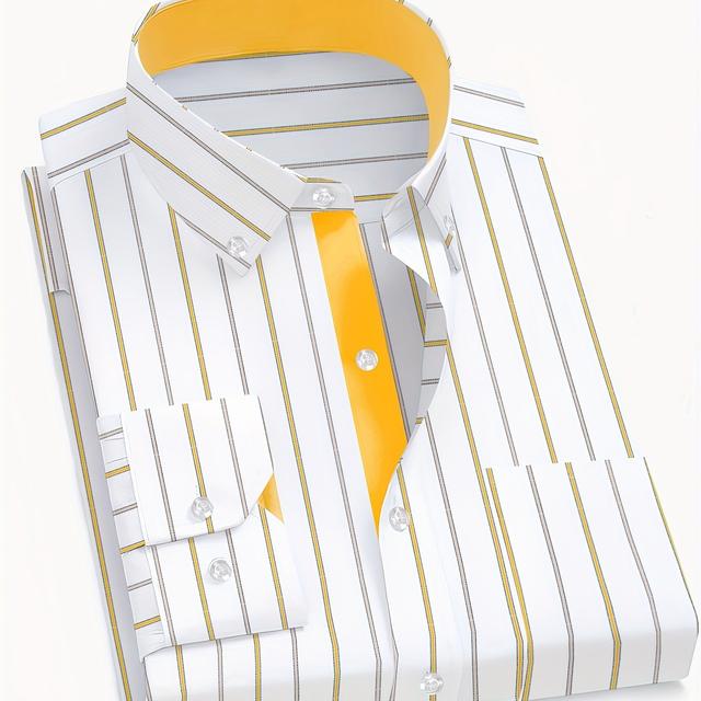 TEMU 남성용 여행 출근용 체크 드레스 셔츠