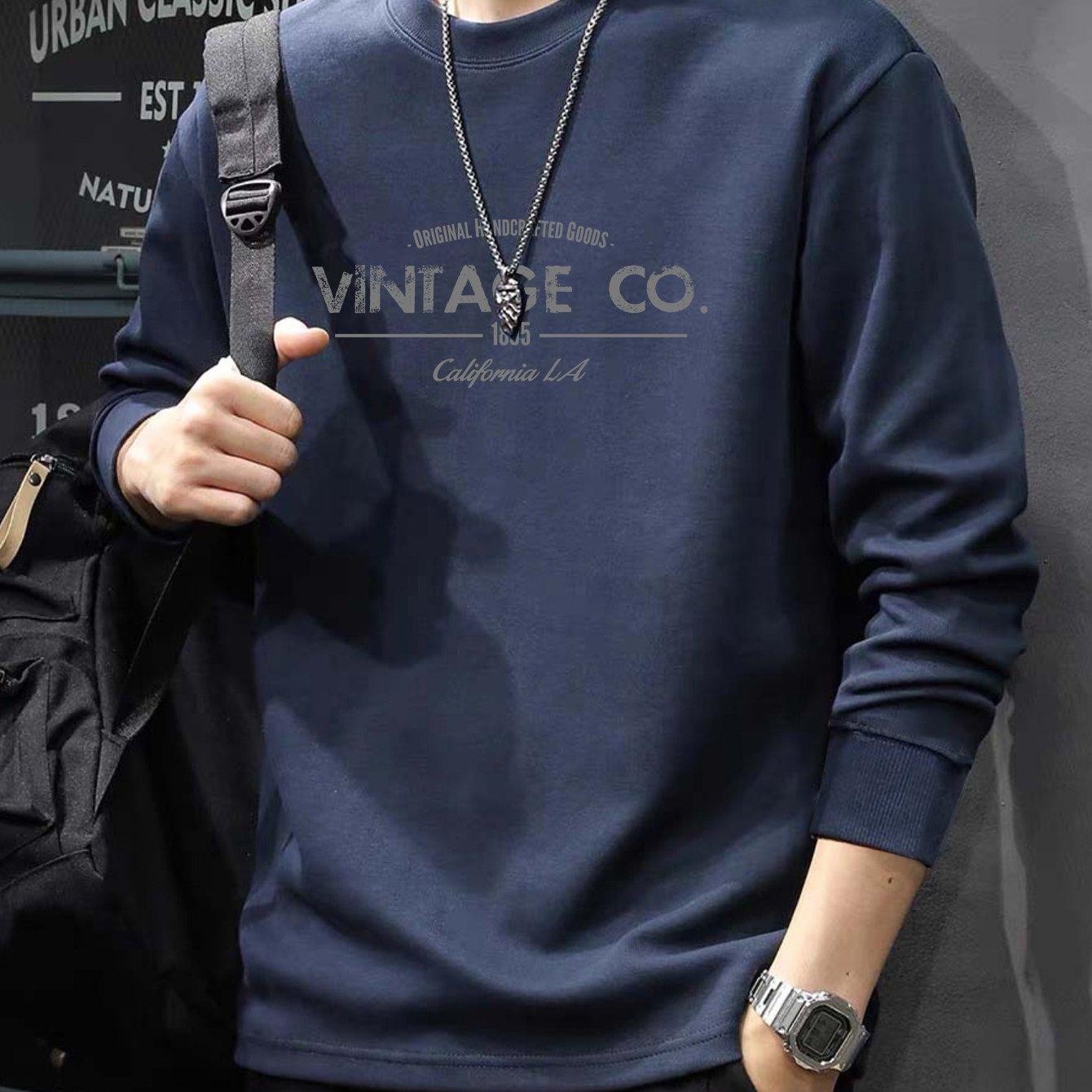 TEMU & Progress Bull 2024 's Crew Neck Long Sleeve T-shirt, Loose Size , Spring/autumn Sweatshirt Base Layer For Men C195-d