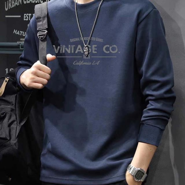 TEMU & Progress Bull 2024 's Crew Neck Long Sleeve T-shirt, Loose Size , Spring/autumn Sweatshirt Base Layer For Men C195-d