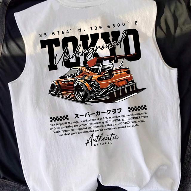 TEMU Men's Fashion Basic Casual Versatile Pullover Knit Print Tank Top T-shirt Outdoor Sports