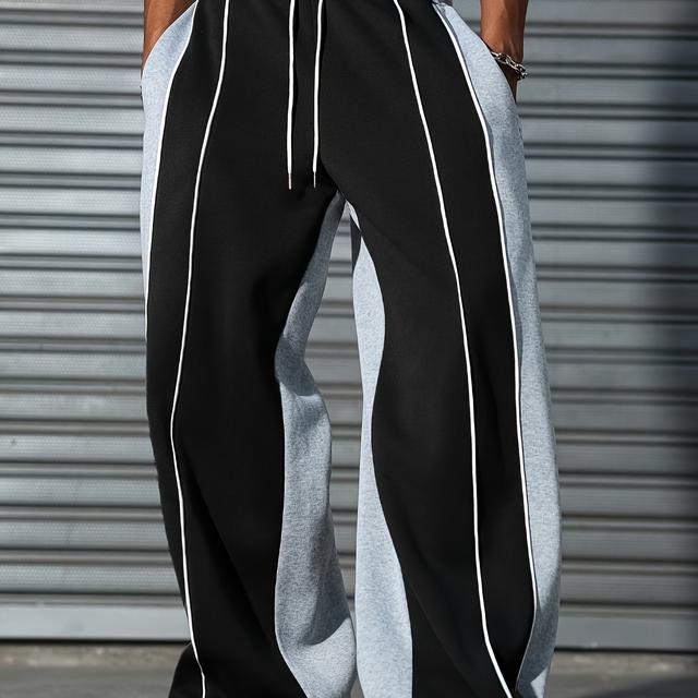 TEMU Men's Casual Sports Pants For Outdoor Use, Featuring A Color-, Loose Fit, Comfortable, And Straight-leg Style
