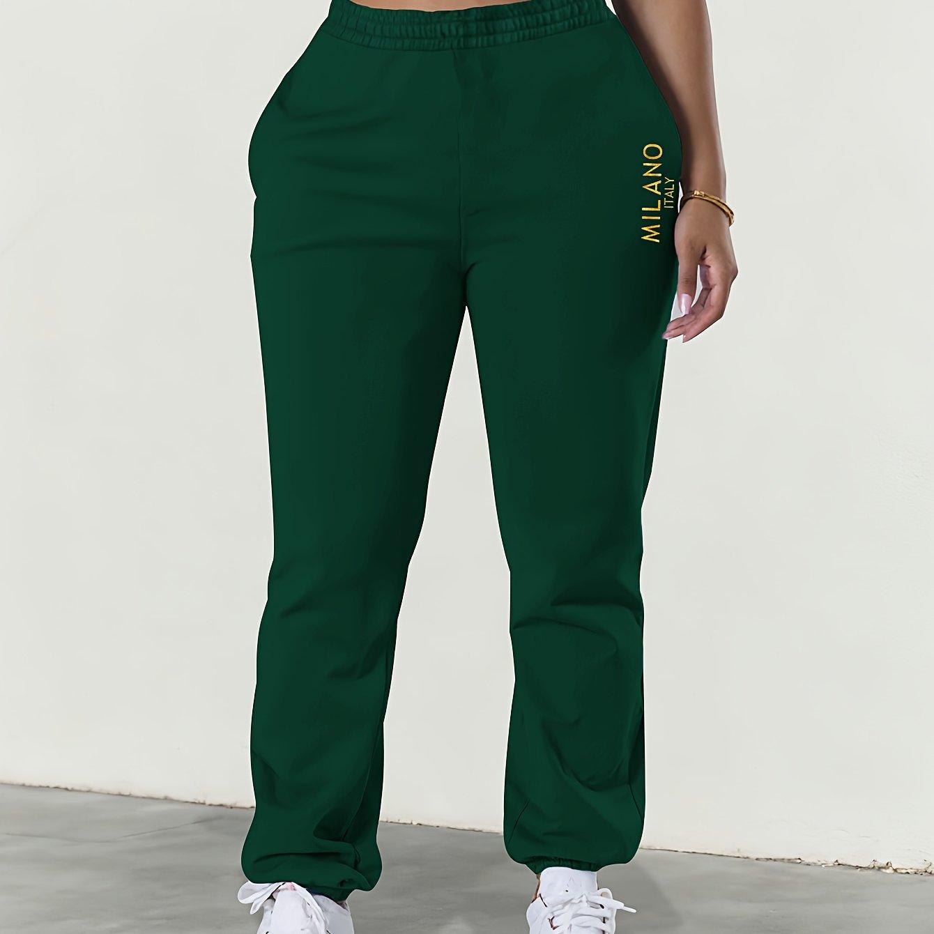 TEMU Conjunto de pantalones deportivos de mujer con estampado de letras, perfecto para athleisure en tela y para y otoño