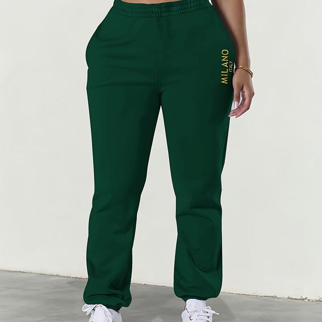 TEMU Conjunto de pantalones deportivos de mujer con estampado de letras, perfecto para athleisure en tela y para y otoño