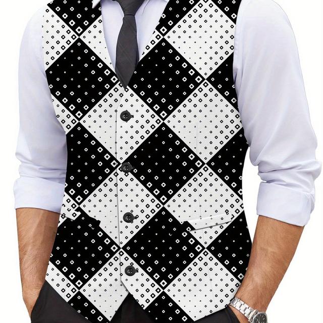 TEMU Men's Fashion V-neck Trendy Oversized Vest, Plus Size