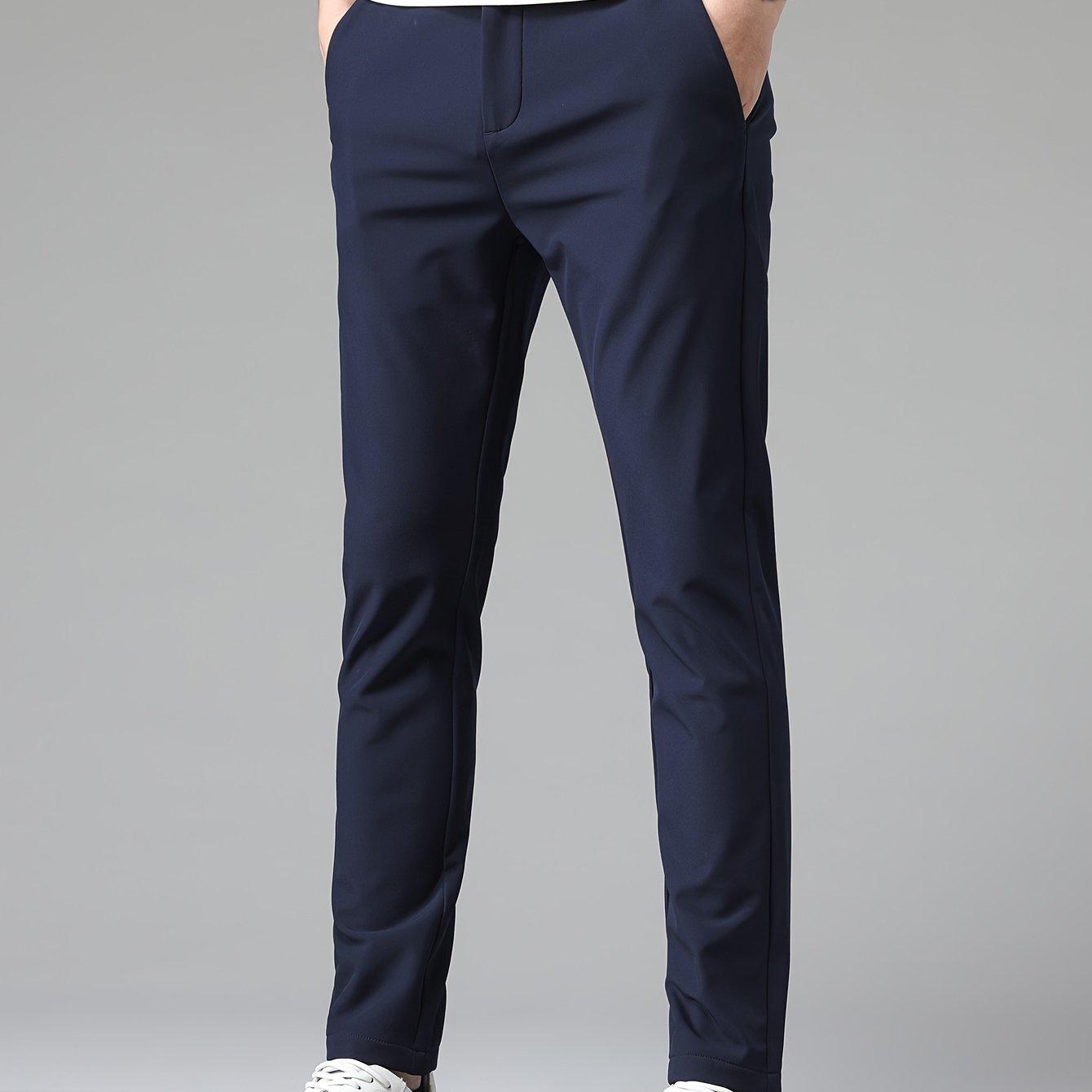 TEMU 2024 Light Business Slim Fit Stretch Casual Trousers New Straight Leg Pants Caramel