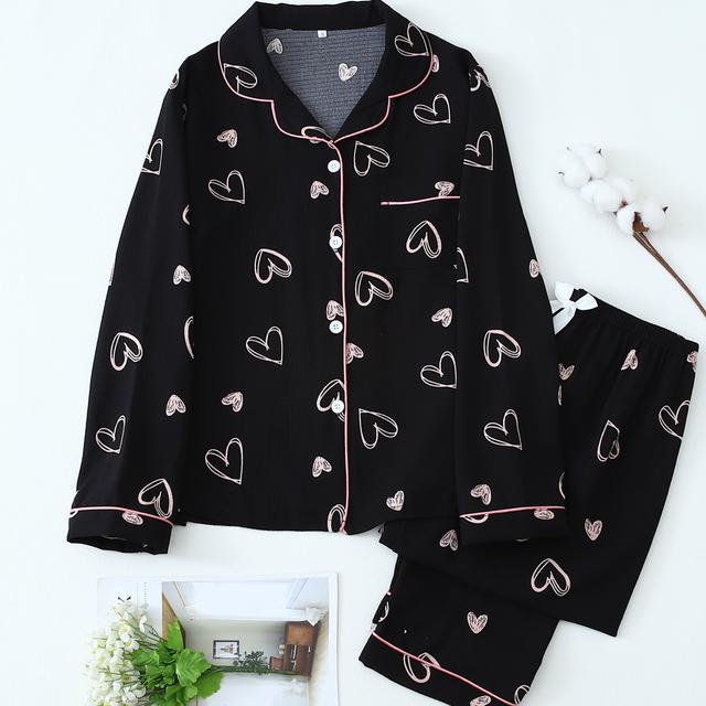 TEMU Uitgesneden Hartprint Lange Mouwen Lange Broek Pyjama Set, voor Tieners